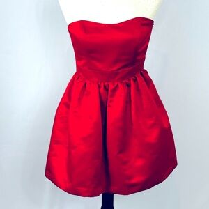 Satin Bandeau Bubble Hem Mini Dress, Size Small